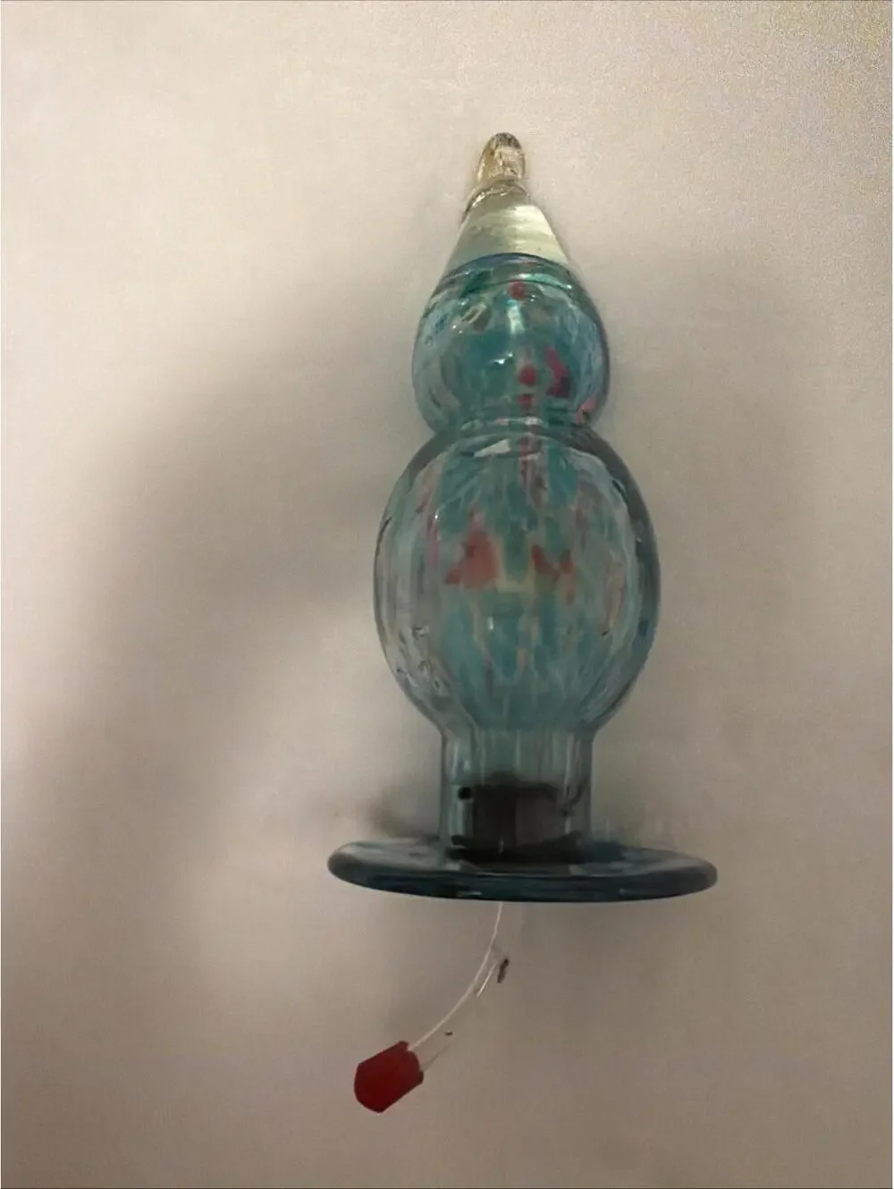 Vintage Hand Blown Glass Hummingbird Feeder/Garden Art